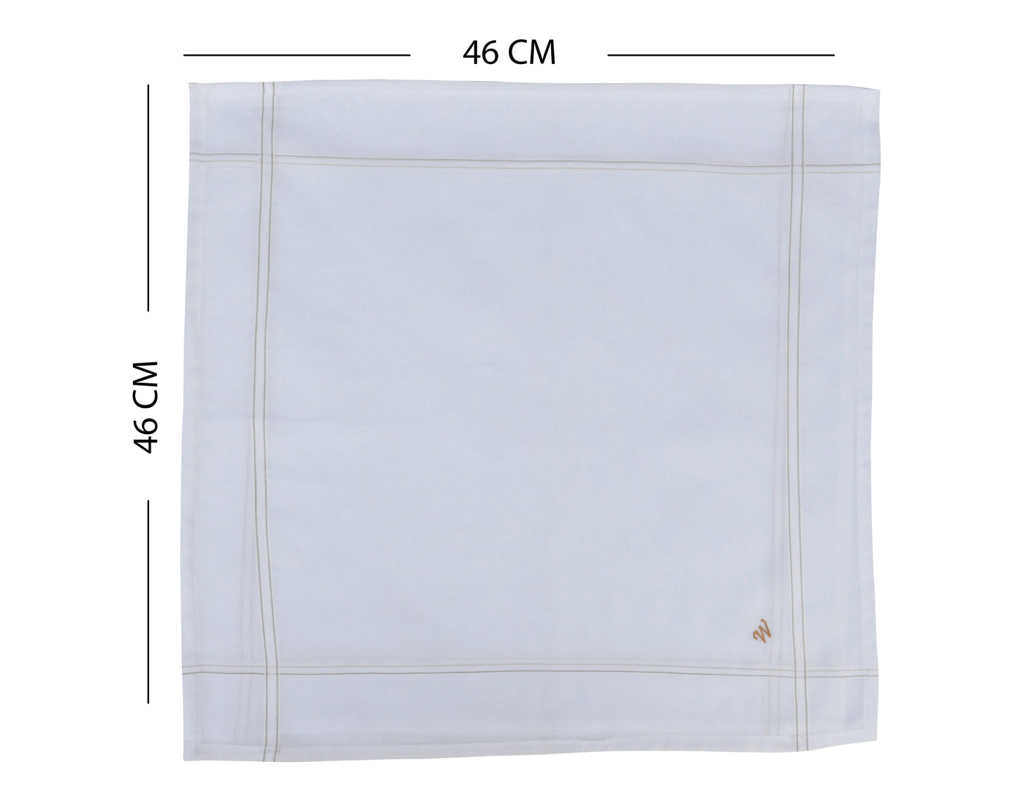 Caruso Italy Men's Initial Monogram W Embroidery 100% Pure Cotton Handkerchief White Base With Colored Border - Pack Of 6