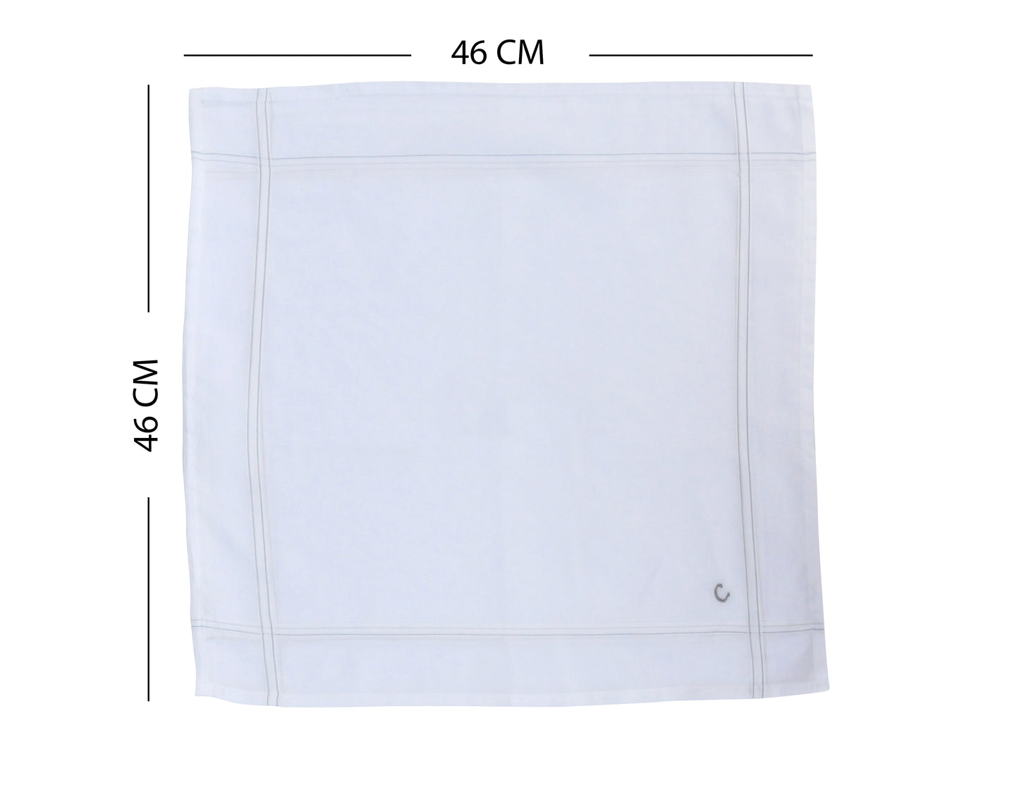 Caruso Italy Men's Initial Monogram C Embroidery 100% Pure Cotton Handkerchief White Base With Colored Border - Pack Of 6