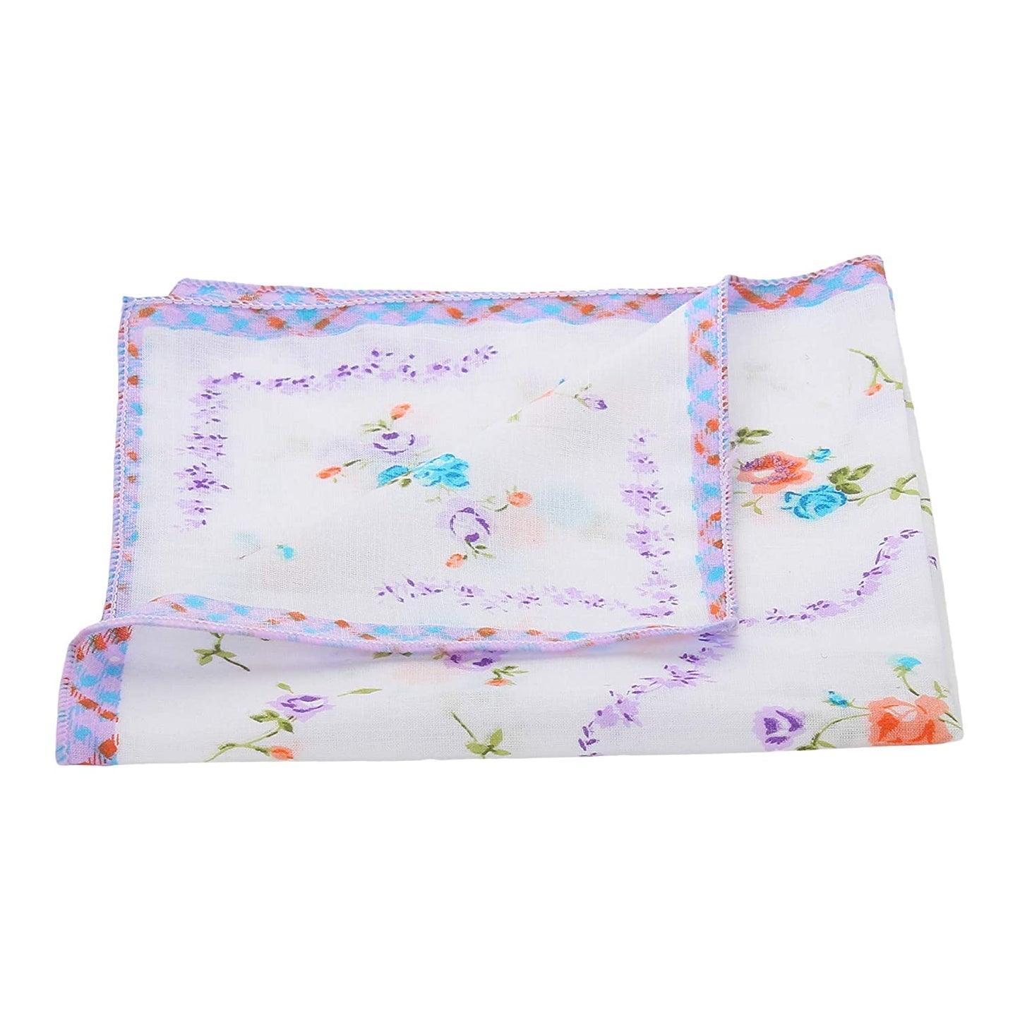 Caruso Italy Women'S Floral 100% Pure Cotton Handkerchief | Hanky For Women |