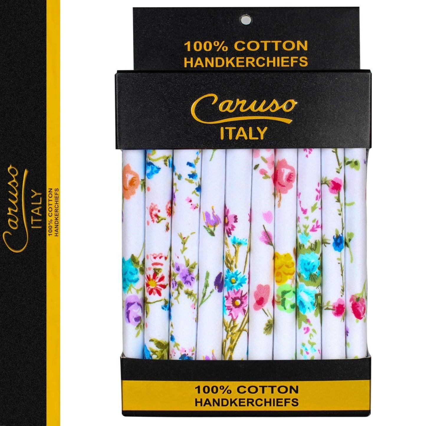 Caruso Italy Women'S Floral 100% Pure Cotton Handkerchief | Hanky For Women |