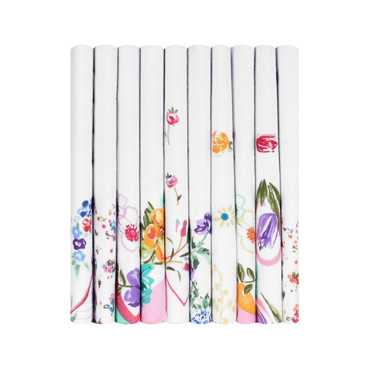 Caruso Italy Women'S Floral 100% Pure Cotton Handkerchief | Hanky For Women |