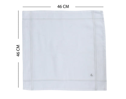 Caruso Italy Men's Initial Monogram T Embroidery 100% Pure Cotton Handkerchief White Base With Colored Border - Pack Of 6