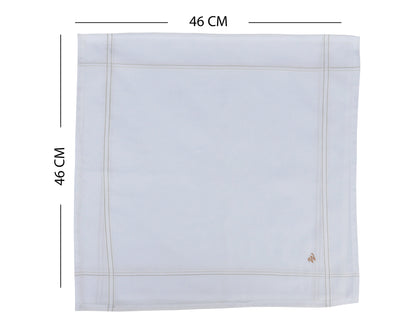 Caruso Italy Men's Initial Monogram W Embroidery 100% Pure Cotton Handkerchief White Base With Colored Border - Pack Of 6