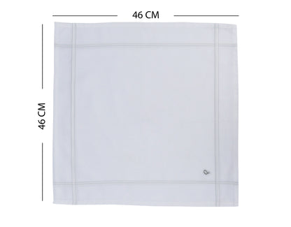 Caruso Italy Men's Initial Monogram Q Embroidery 100% Pure Cotton Handkerchief White Base With Colored Border - Pack Of 6