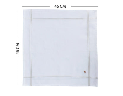 Caruso Italy Men's Initial Monogram B Embroidery 100% Pure Cotton Handkerchief White Base With Colored Border - Pack Of 6