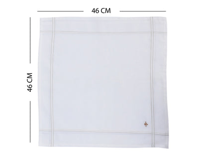 Caruso Italy Men's Initial Monogram H Embroidery 100% Pure Cotton Handkerchief White Base With Colored Border - Pack Of 6