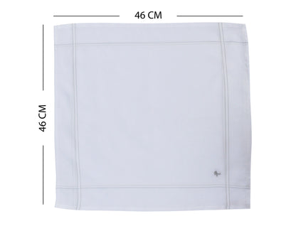 Caruso Italy Men's Initial Monogram R Embroidery 100% Pure Cotton Handkerchief White Base With Colored Border - Pack Of 6