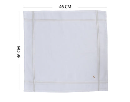 Caruso Italy Men's Initial Monogram S Embroidery 100% Pure Cotton Handkerchief White Base With Colored Border - Pack Of 6