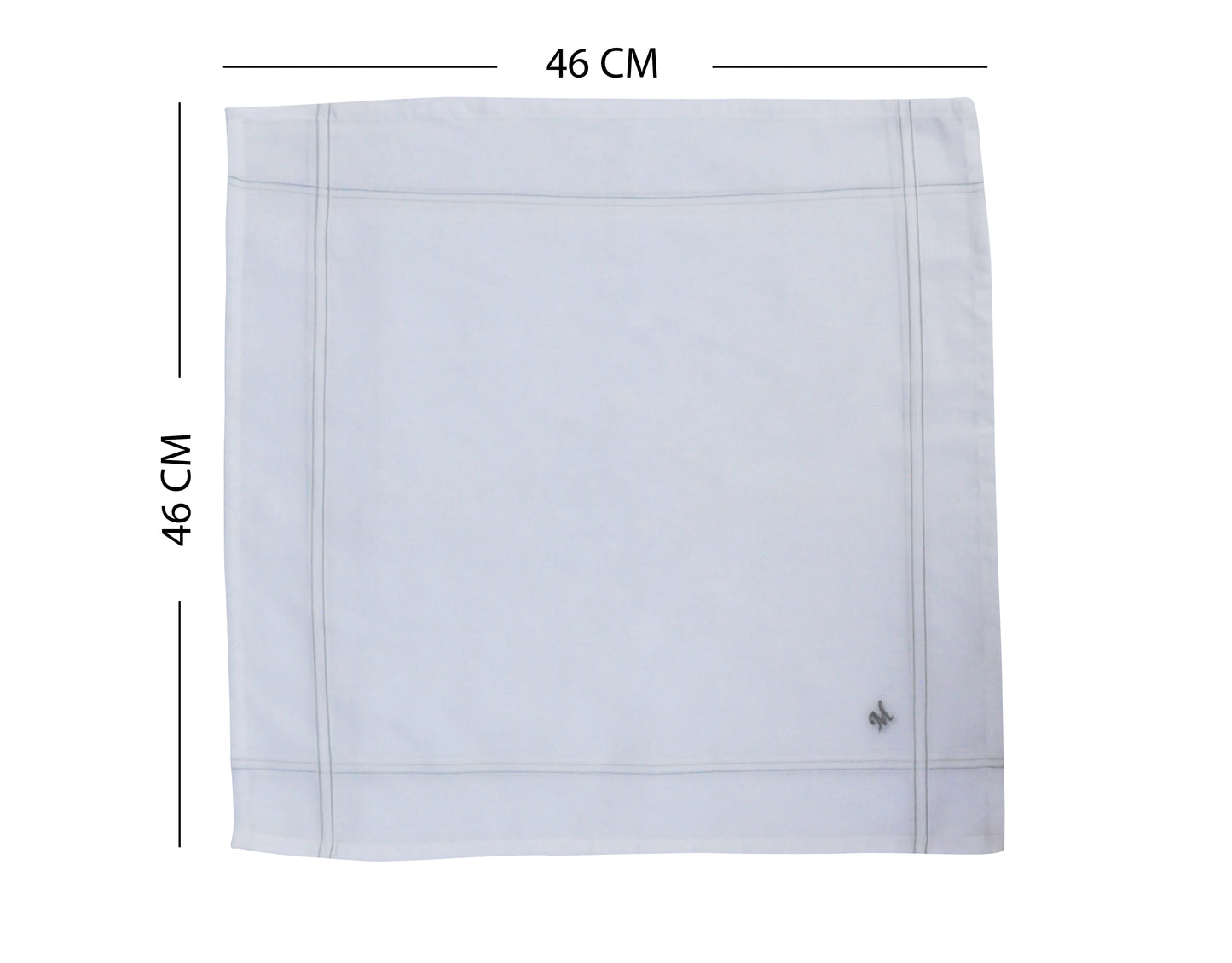 Caruso Italy Men's Initial Monogram M Embroidery 100% Pure Cotton Handkerchief White Base With Colored Border - Pack Of 6