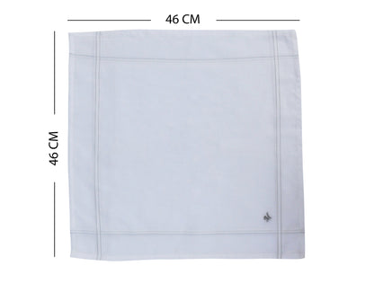 Caruso Italy Men's Initial Monogram M Embroidery 100% Pure Cotton Handkerchief White Base With Colored Border - Pack Of 6