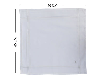 Caruso Italy Men's Initial Monogram G Embroidery 100% Pure Cotton Handkerchief White Base With Colored Border - Pack Of 6